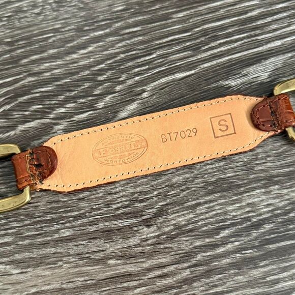 Retro Fossil 90s Vintage Brown Italian Leather Belt with Brass Buckle - Picture 6 of 8